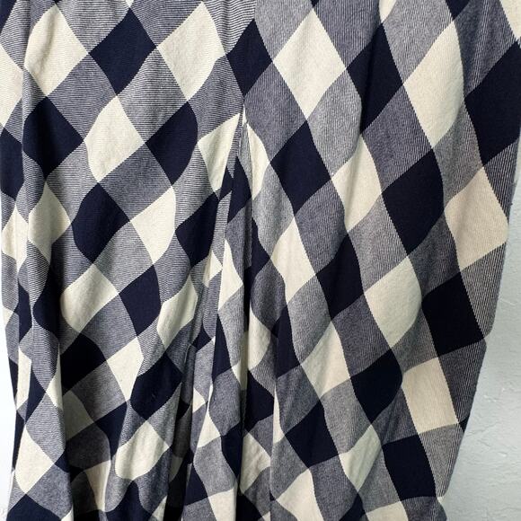LAUREN RALPH LAUREN PLAID Long Skirt Size 8 Navy & Ivory Full & Valance - Picture 7 of 7